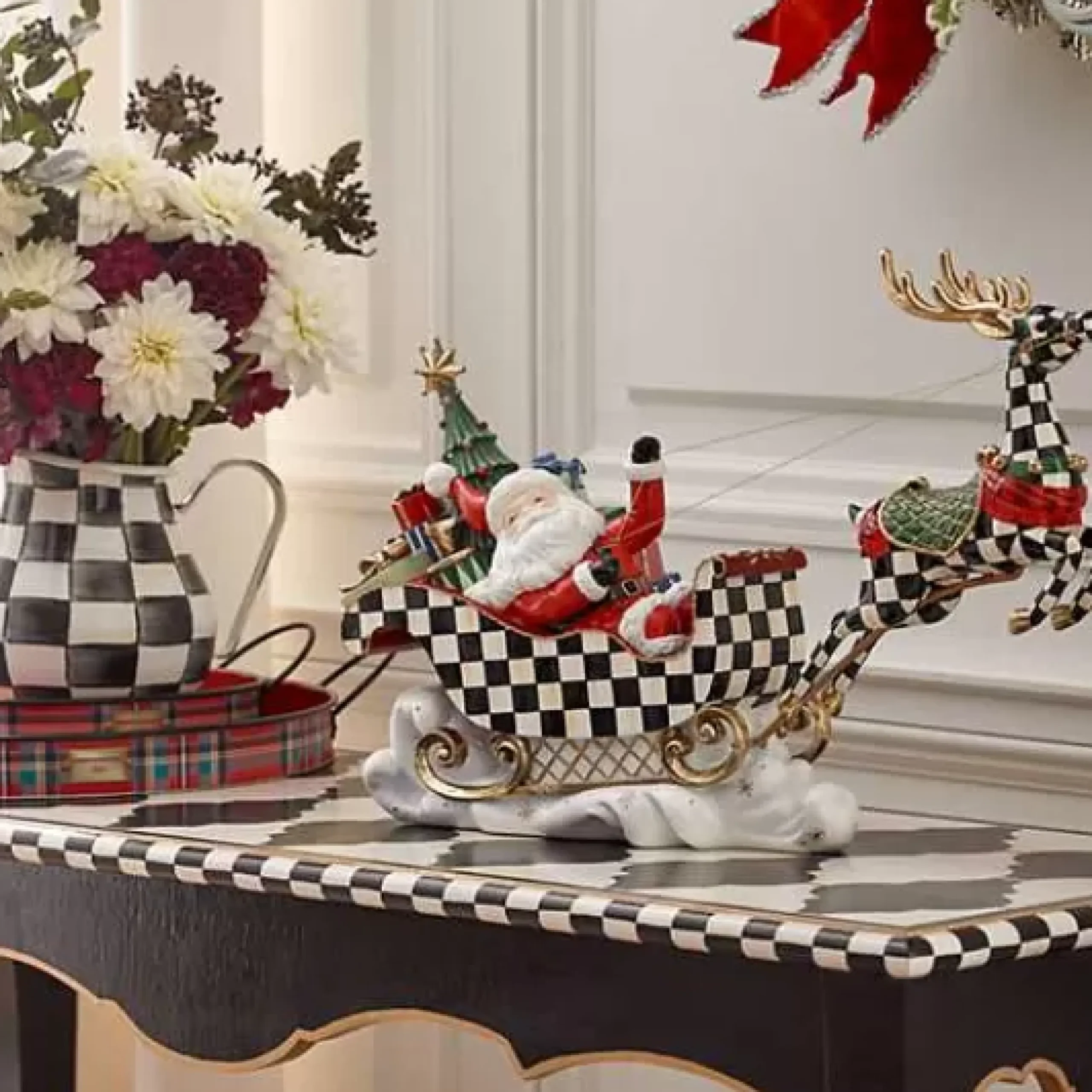 MacKenzie-Childs Granny Kitsch Illuminated Sleigh Ride Santa< Holiday|Room Accents