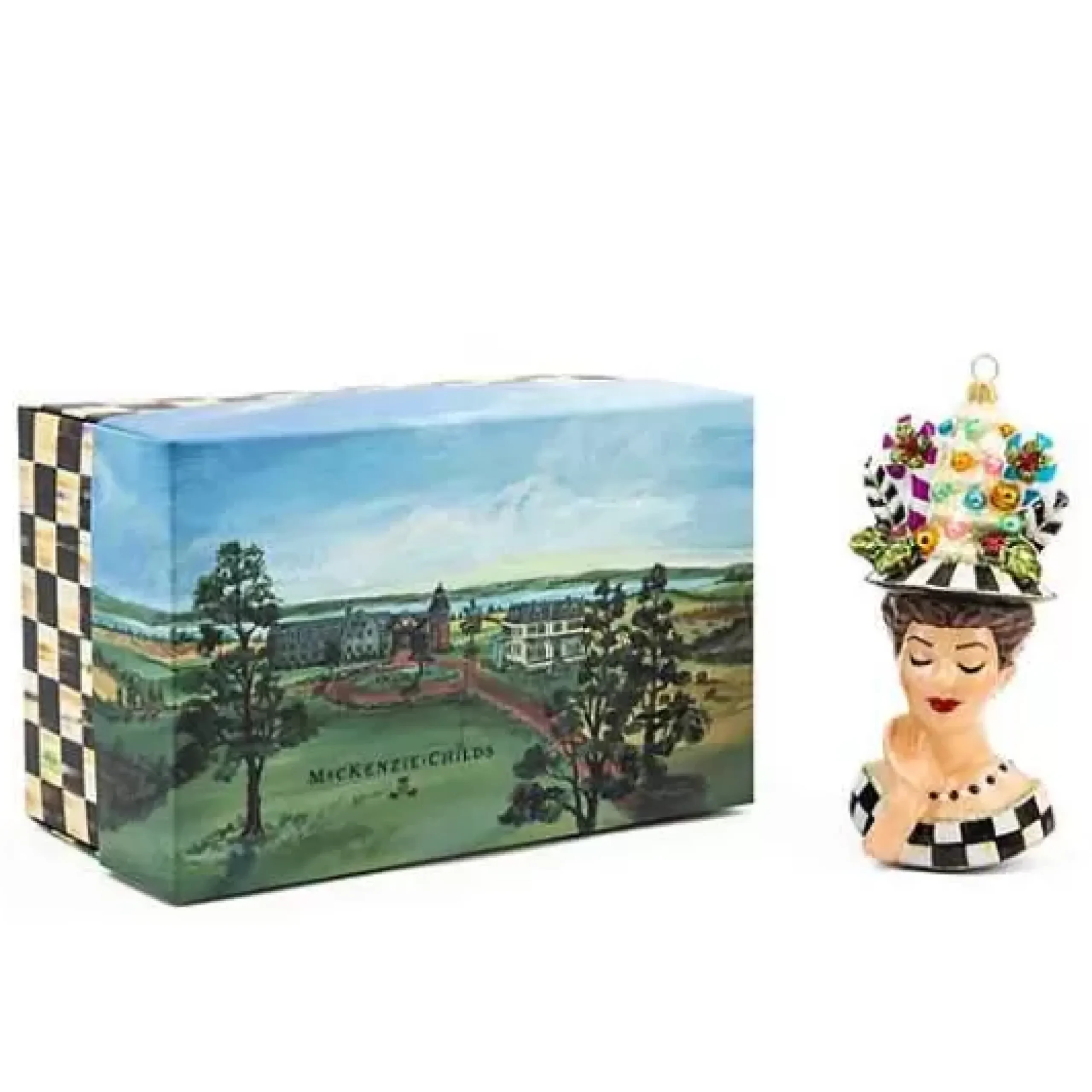 MacKenzie-Childs Granny Kitsch Lady Portrait Glass Ornament< Holiday