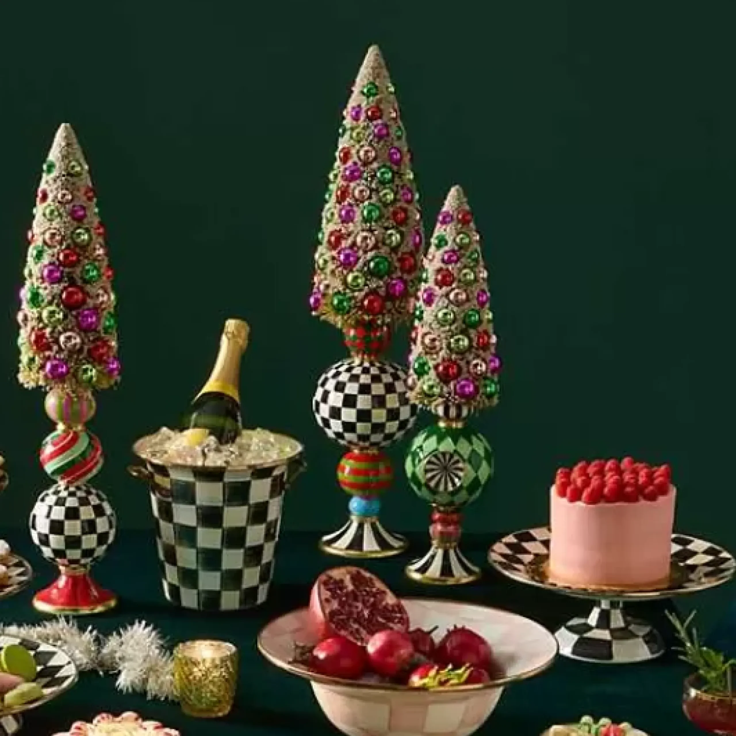 MacKenzie-Childs Granny Kitsch Large Bottle Brush Pedestal Tree< Room Accents