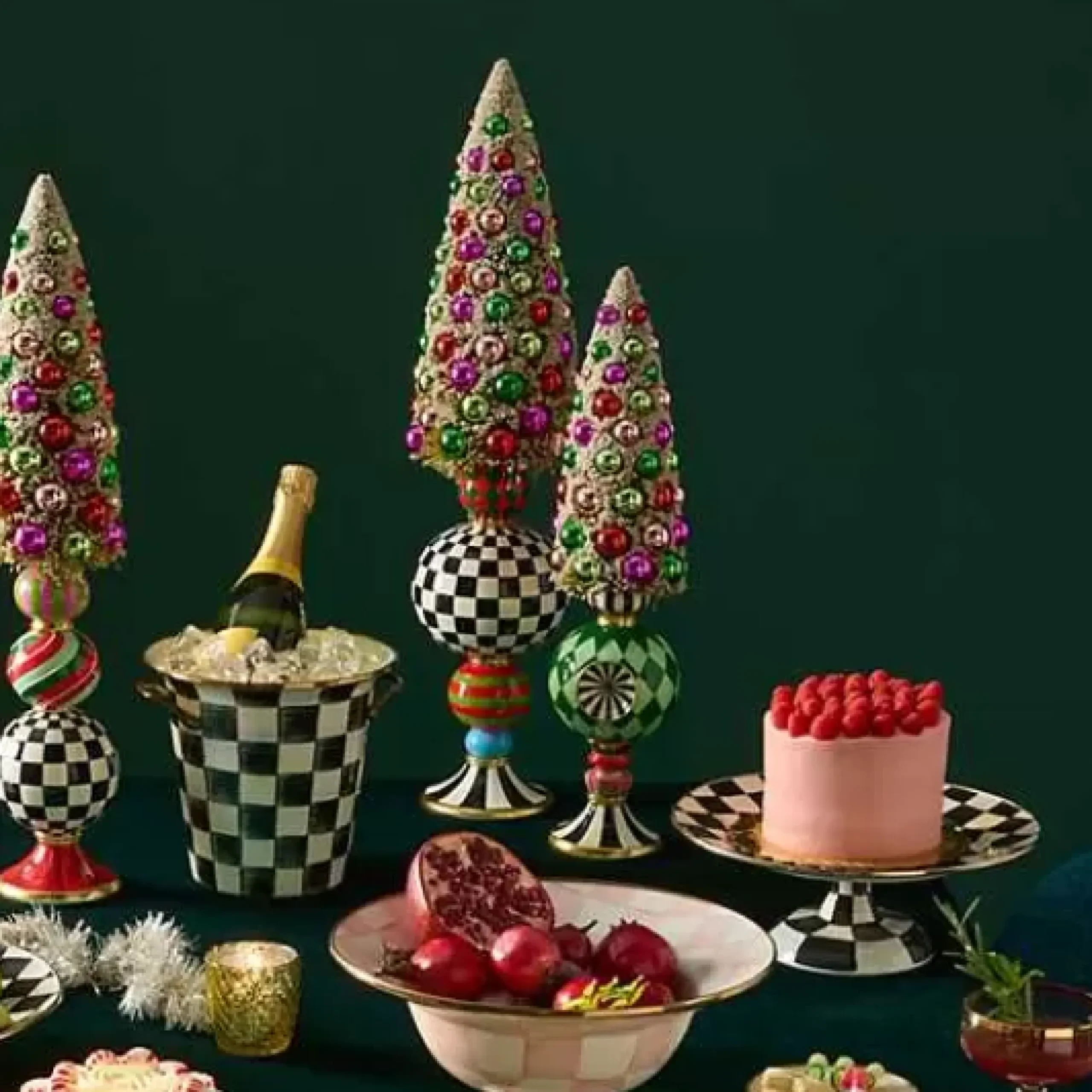 MacKenzie-Childs Granny Kitsch Small Bottle Brush Pedestal Tree< Room Accents