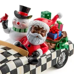 MacKenzie-Childs Granny Kitsch Special Delivery Black Santa In Car< Holiday|Room Accents