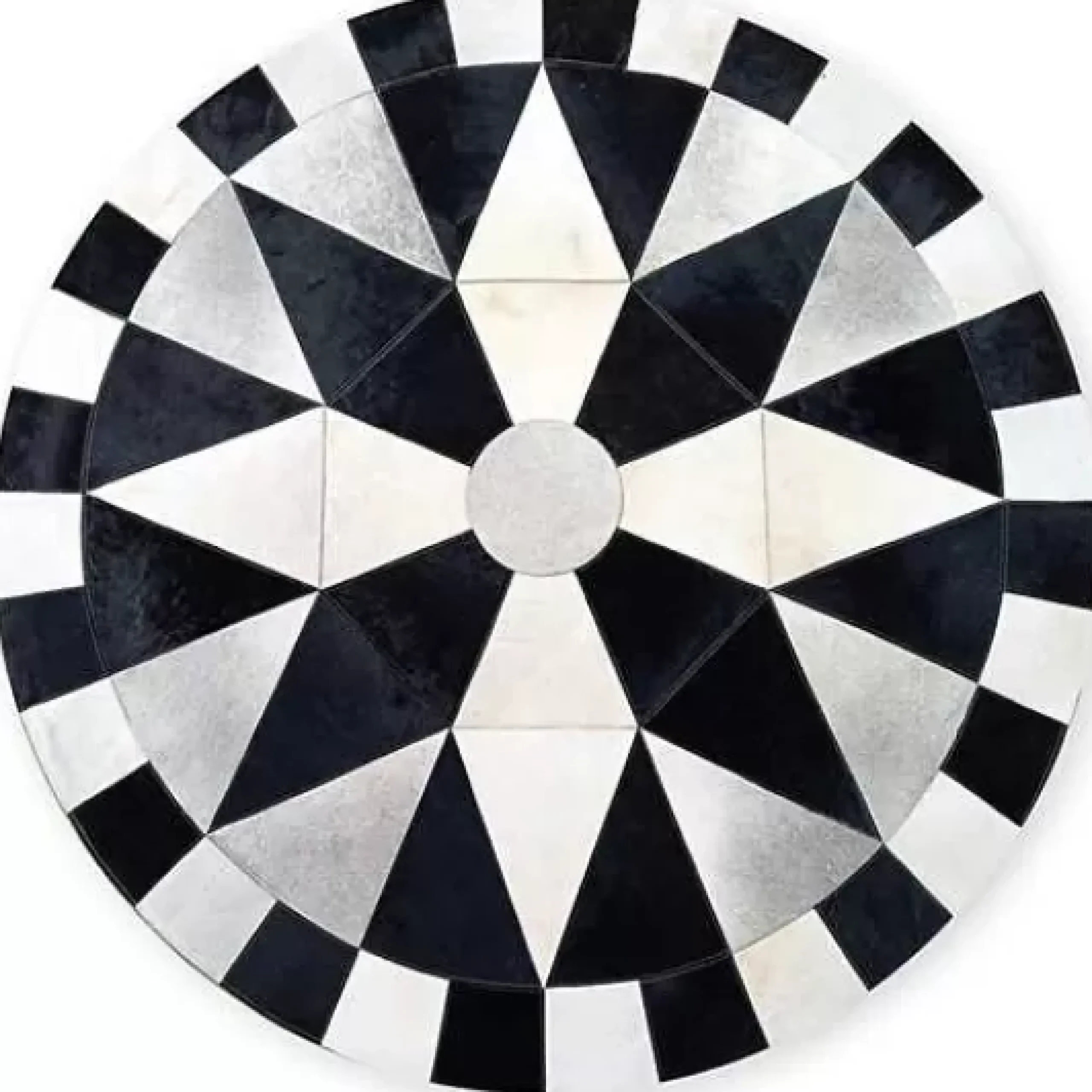 MacKenzie-Childs Greenwich Hair on Hide 6' Round Rug< Rugs