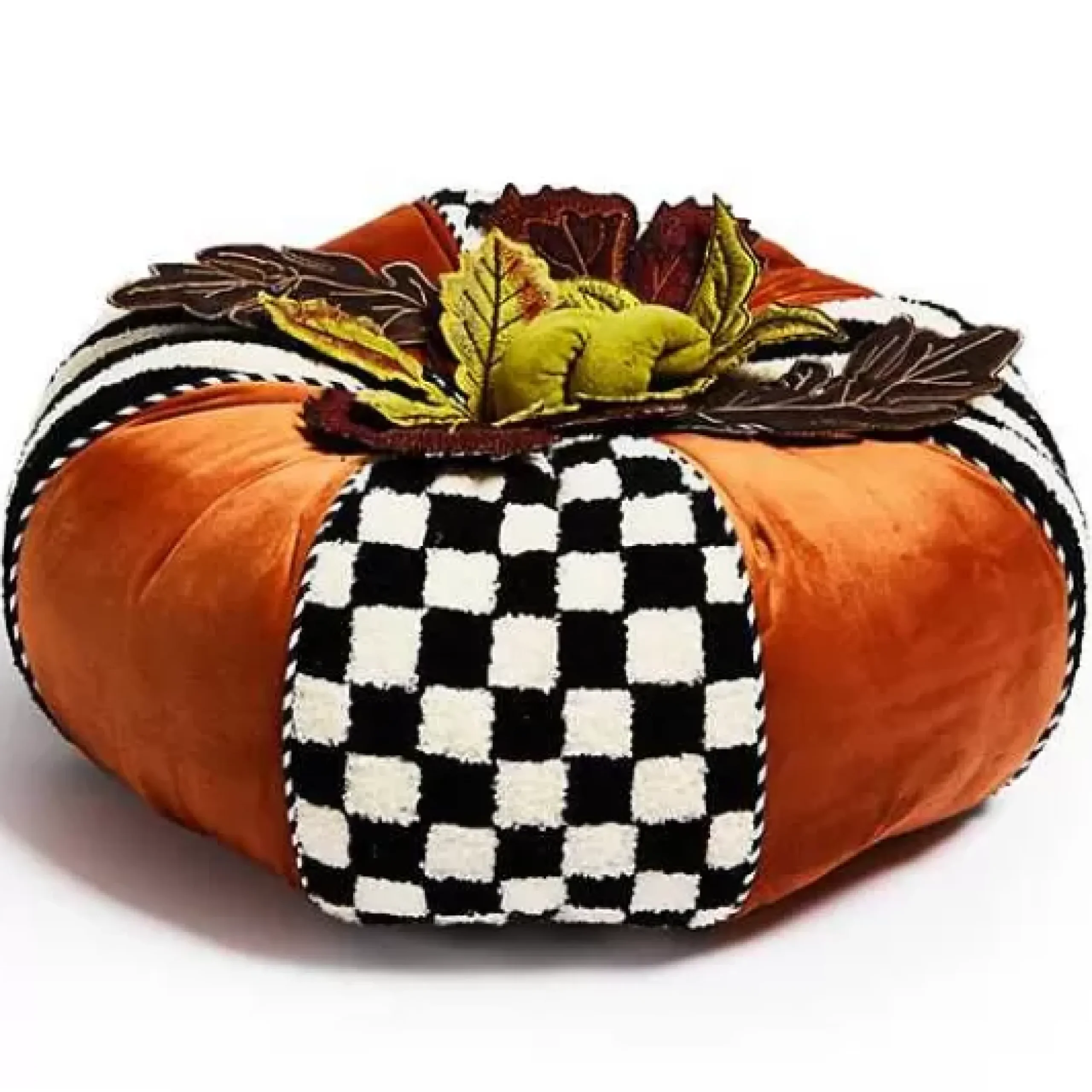 MacKenzie-Childs Harvest Check Stripe Round Pillow< The Fall Shop|Pillows, Throws, & Cushions