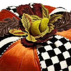MacKenzie-Childs Harvest Check Stripe Round Pillow< The Fall Shop|Pillows, Throws, & Cushions