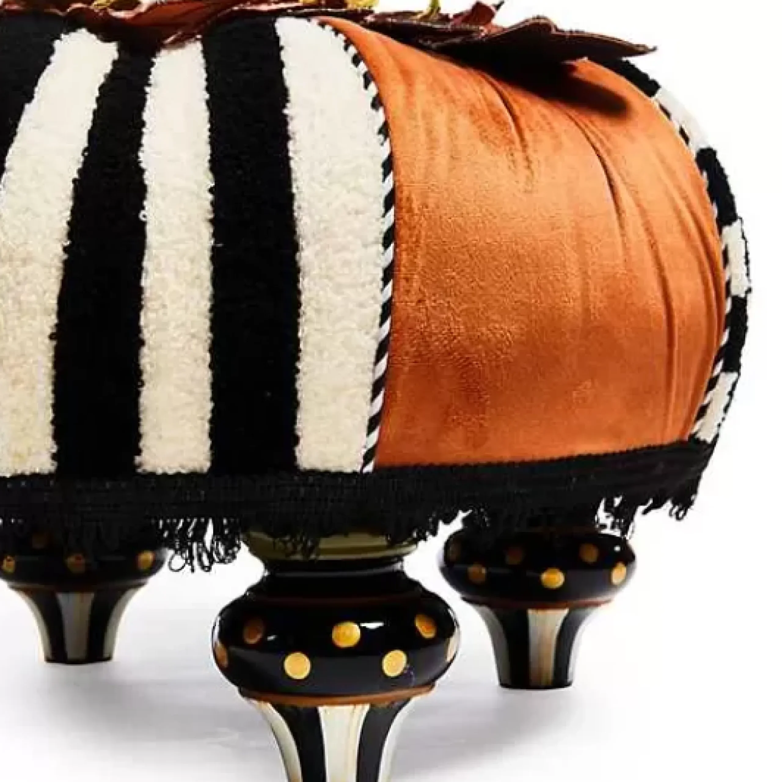 MacKenzie-Childs Harvest Check Stripe Tufted Footstool< Living Room