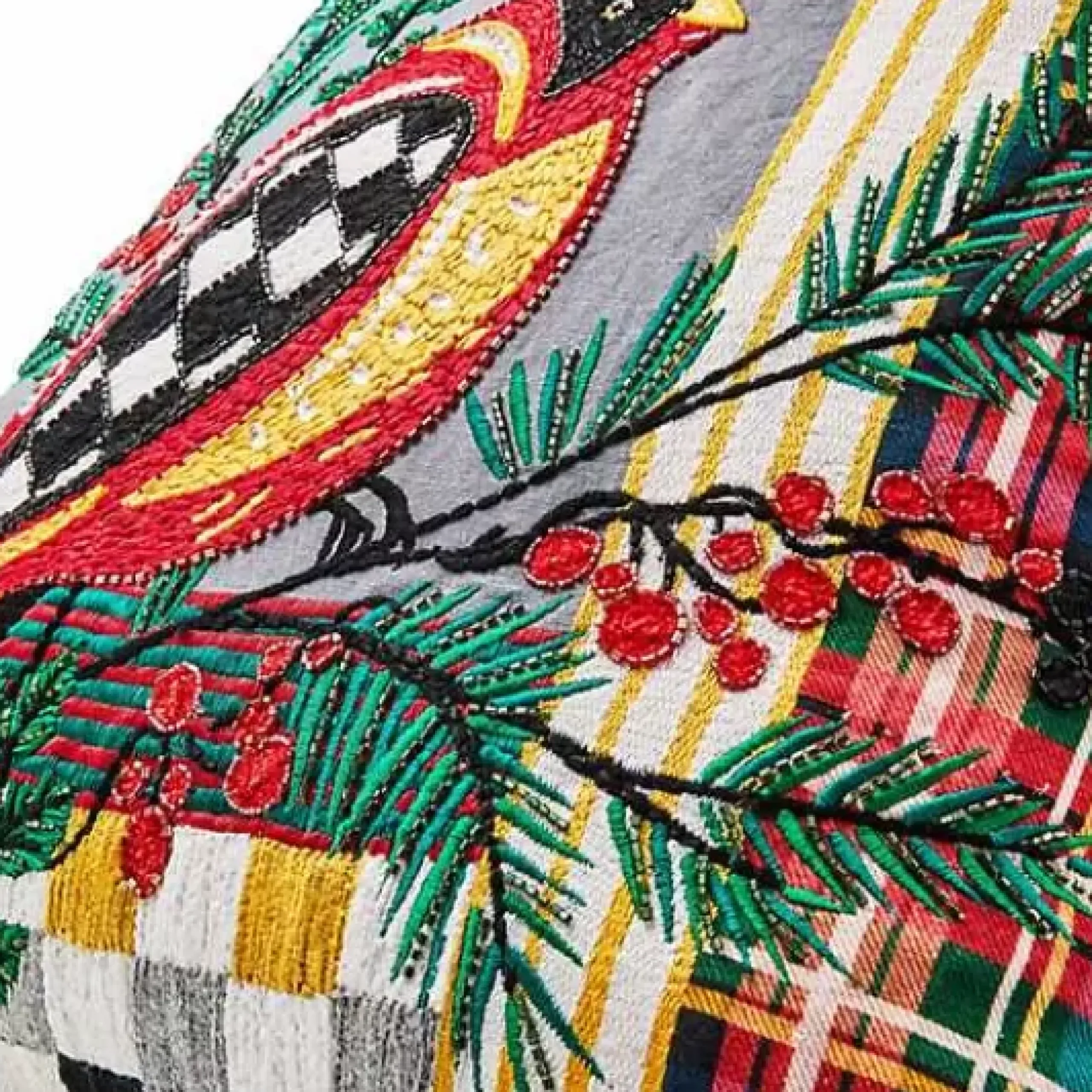 MacKenzie-Childs Holiday Cardinal Beaded Throw Pillow< Pillows, Throws, & Cushions