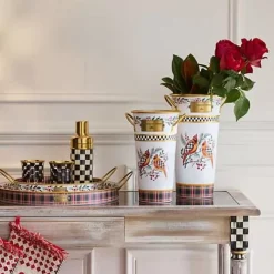 MacKenzie-Childs Holiday Cardinal Metal Flower Buckets, Set of 3< Holiday|Decor Sets