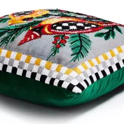 MacKenzie-Childs Holiday Cardinals 14 x 16 Beaded Pillow< Pillows, Throws, & Cushions