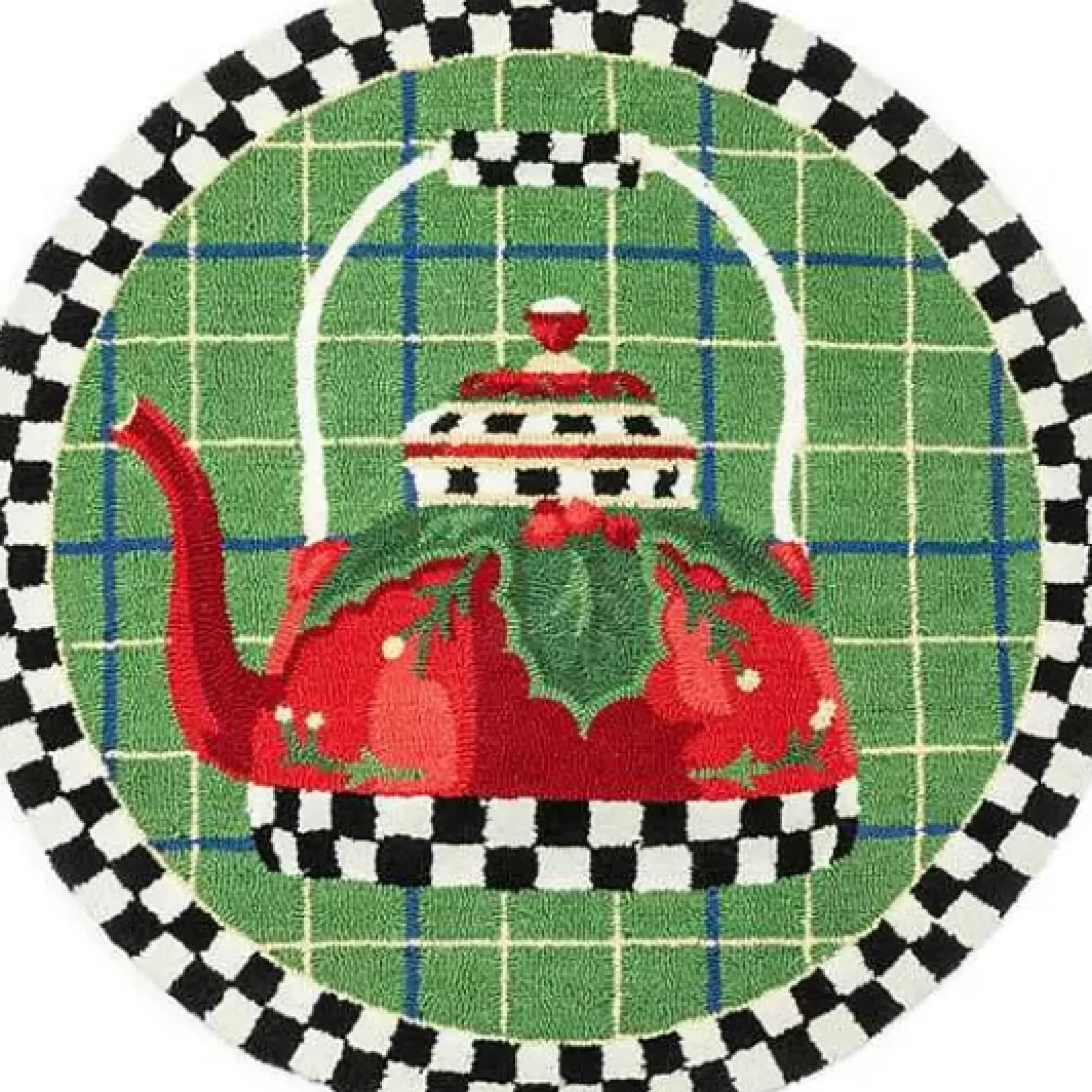 MacKenzie-Childs Holiday Tea Kettle 3' Round Rug< Holiday|Rugs