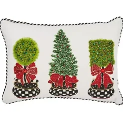 MacKenzie-Childs Holiday Topiary Beaded Lumbar Pillow< Pillows, Throws, & Cushions
