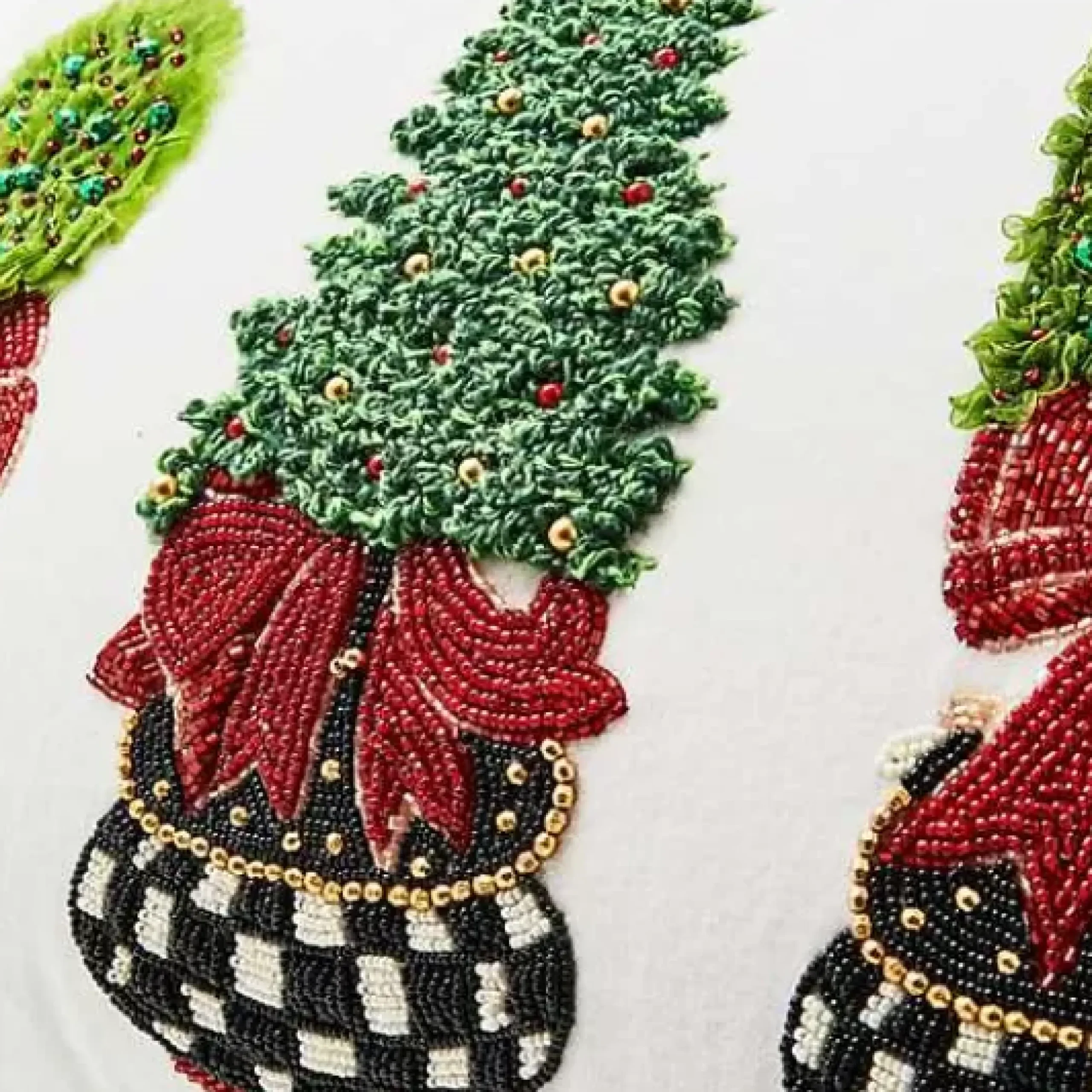 MacKenzie-Childs Holiday Topiary Beaded Lumbar Pillow< Pillows, Throws, & Cushions