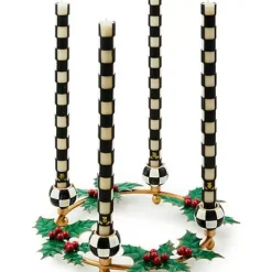 MacKenzie-Childs Holly Leaf Metal Ring Candle Holder< Candles & Fragrances|Table Accessories