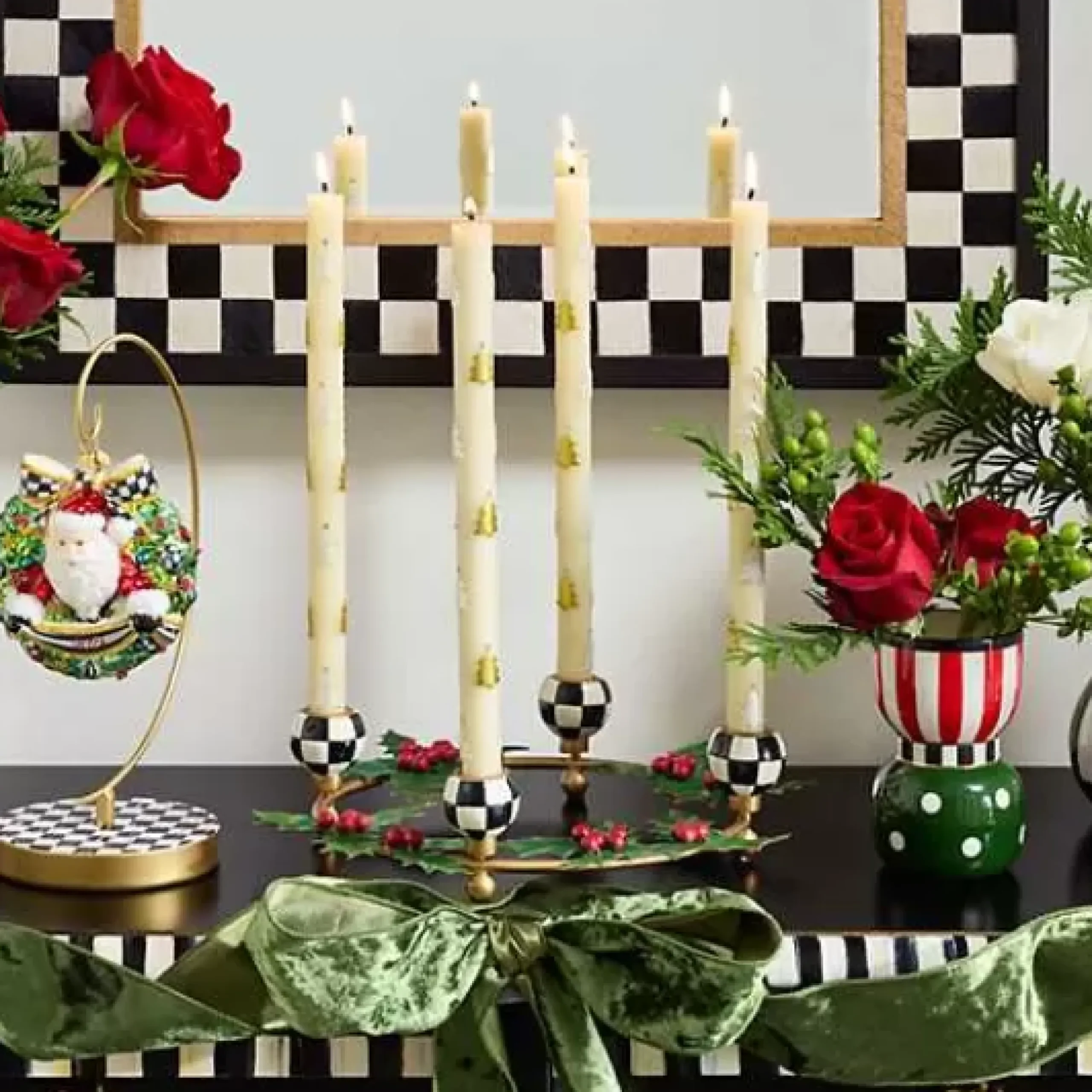 MacKenzie-Childs Holly Leaf Metal Ring Candle Holder< Candles & Fragrances|Table Accessories