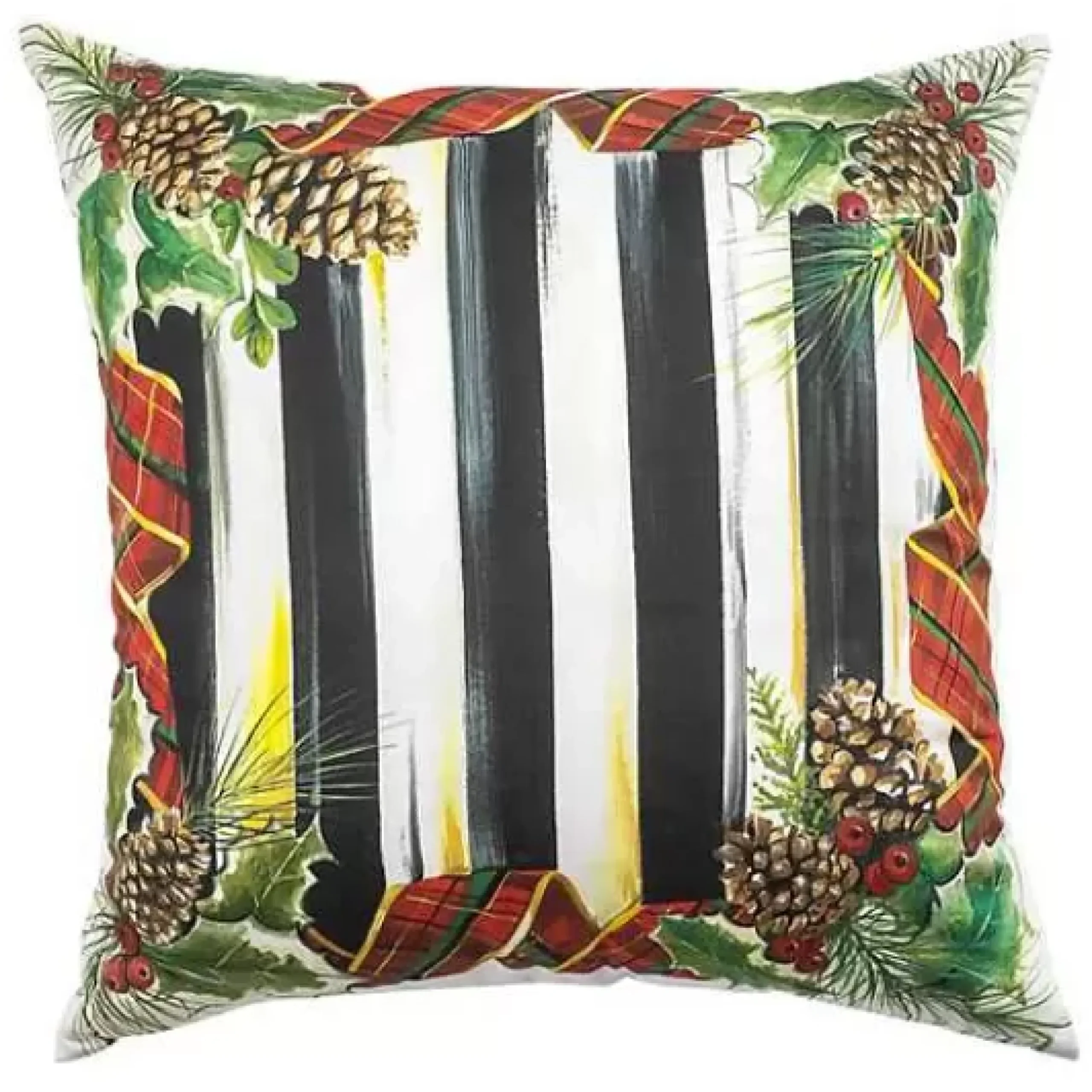 MacKenzie-Childs Holly Stripe Throw Pillow< Holiday|Pillows, Throws, & Cushions