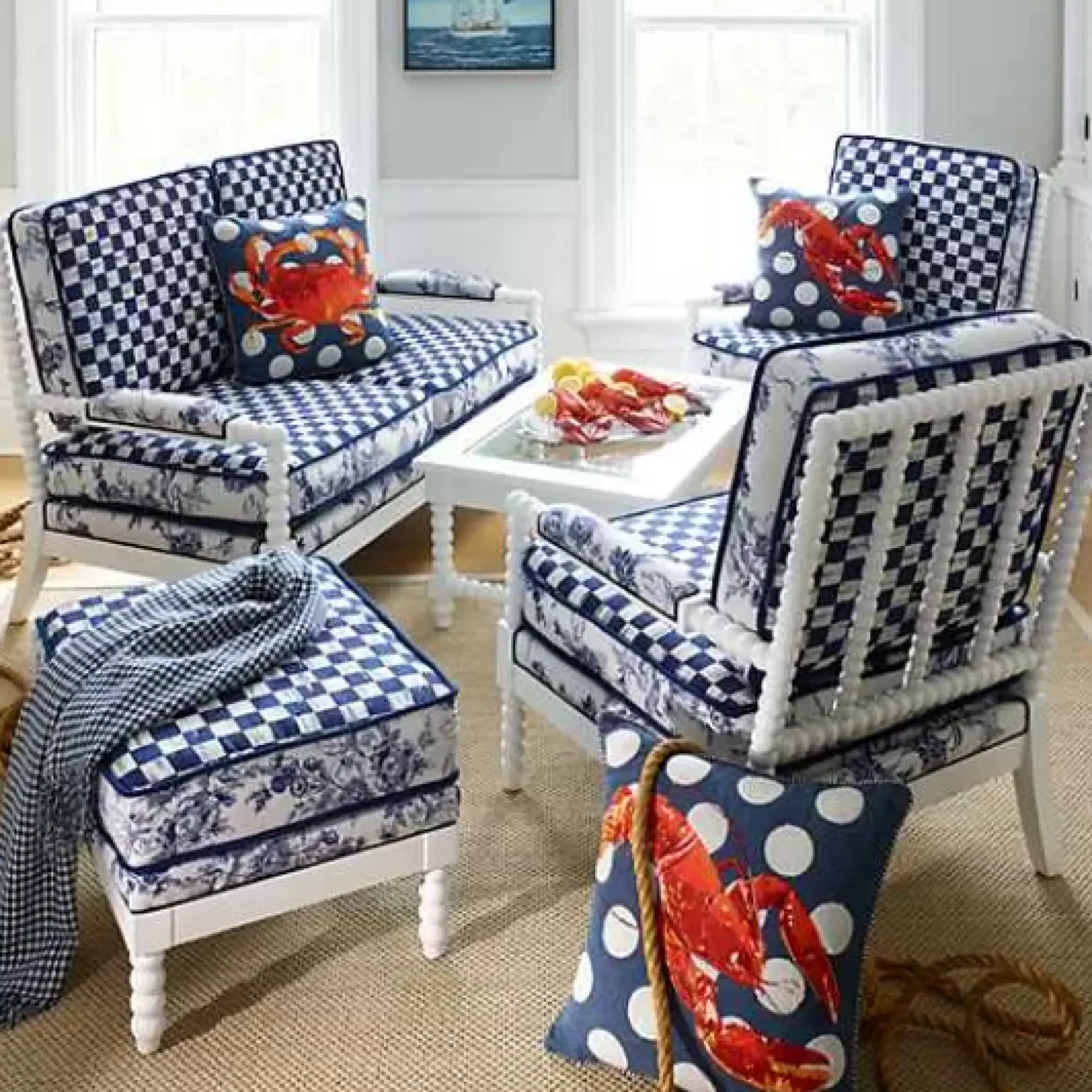 MacKenzie-Childs Indigo Villa Outdoor Loveseat< Outdoor|Spring
