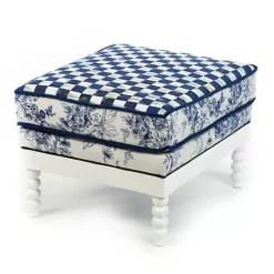 MacKenzie-Childs Indigo Villa Outdoor Ottoman< Outdoor|Spring