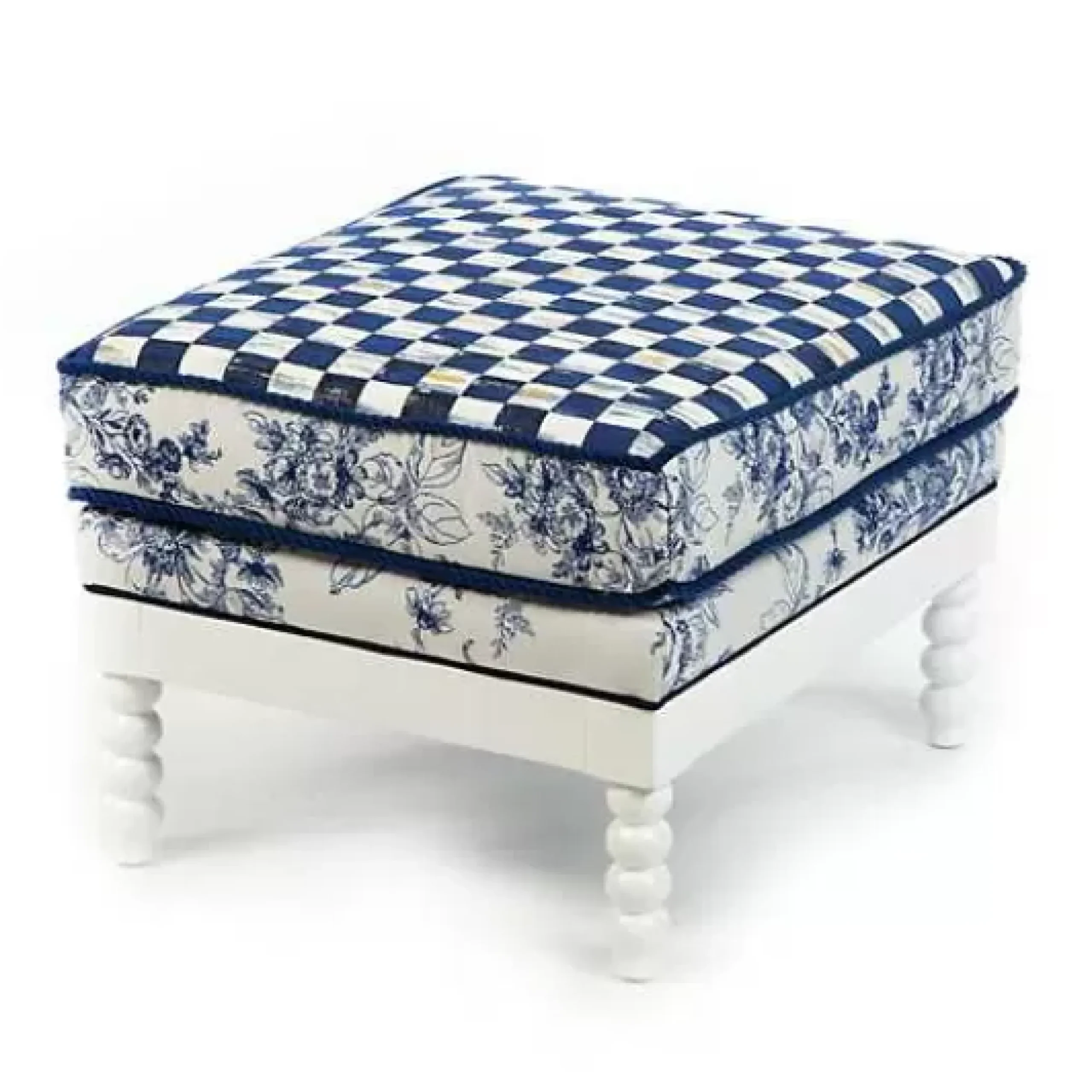 MacKenzie-Childs Indigo Villa Outdoor Ottoman< Outdoor|Spring