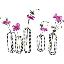 MacKenzie-Childs Interlocking Black White Bud Vases, Set of 5< Room Accents
