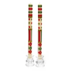MacKenzie-Childs Jester Dinner Candles - Red, Green, Gold - Set of 2< Holiday|Candles & Fragrances