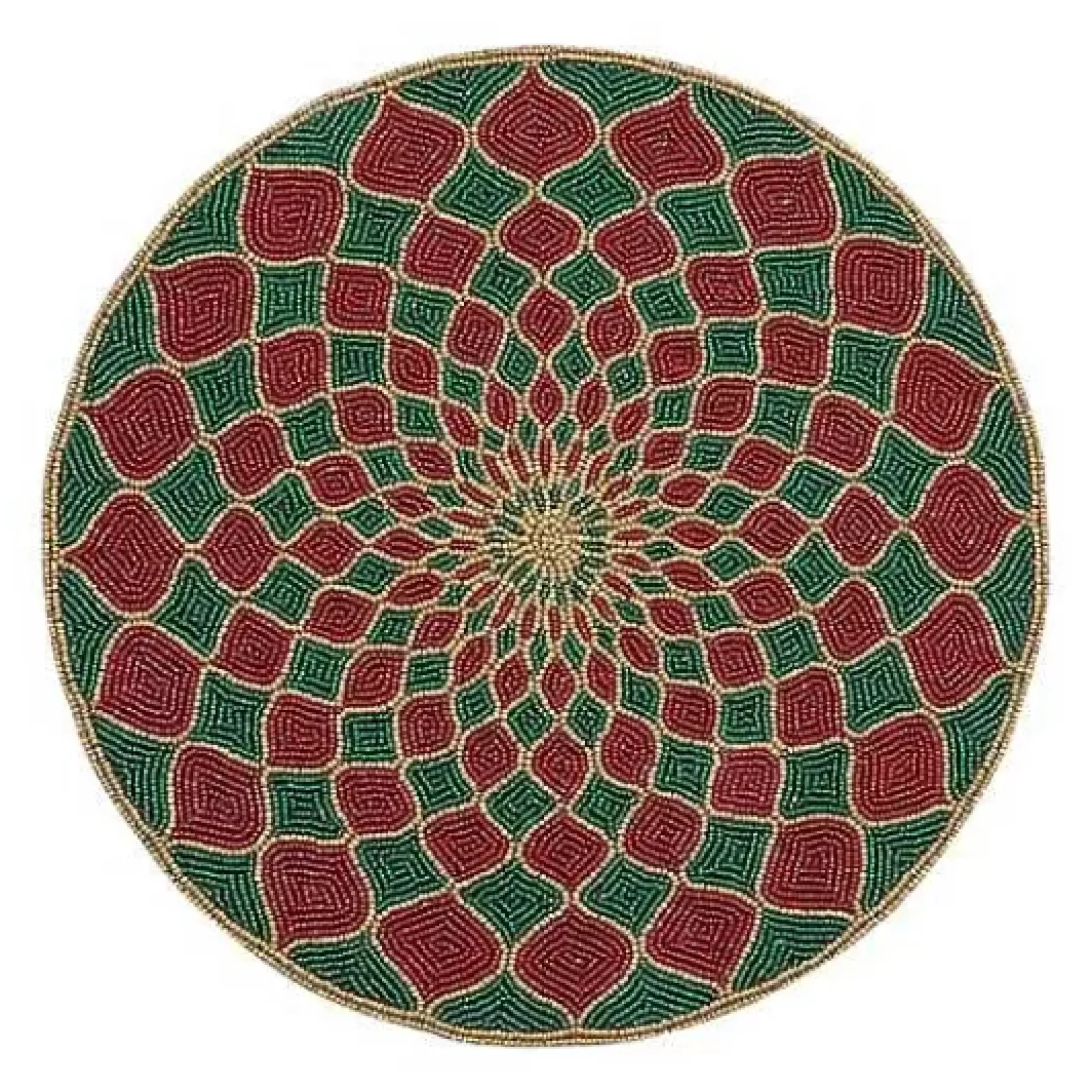MacKenzie-Childs Kaleidoscope Red Green Beaded Placemat< Holiday|Table Accessories