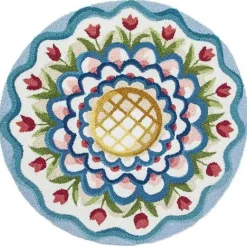 MacKenzie-Childs King Ferry 3' Round Rug< Spring|Rugs