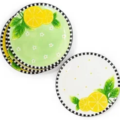 MacKenzie-Childs Lemon Dessert Plates, Set of 4< Spring|Dinnerware & Flatware