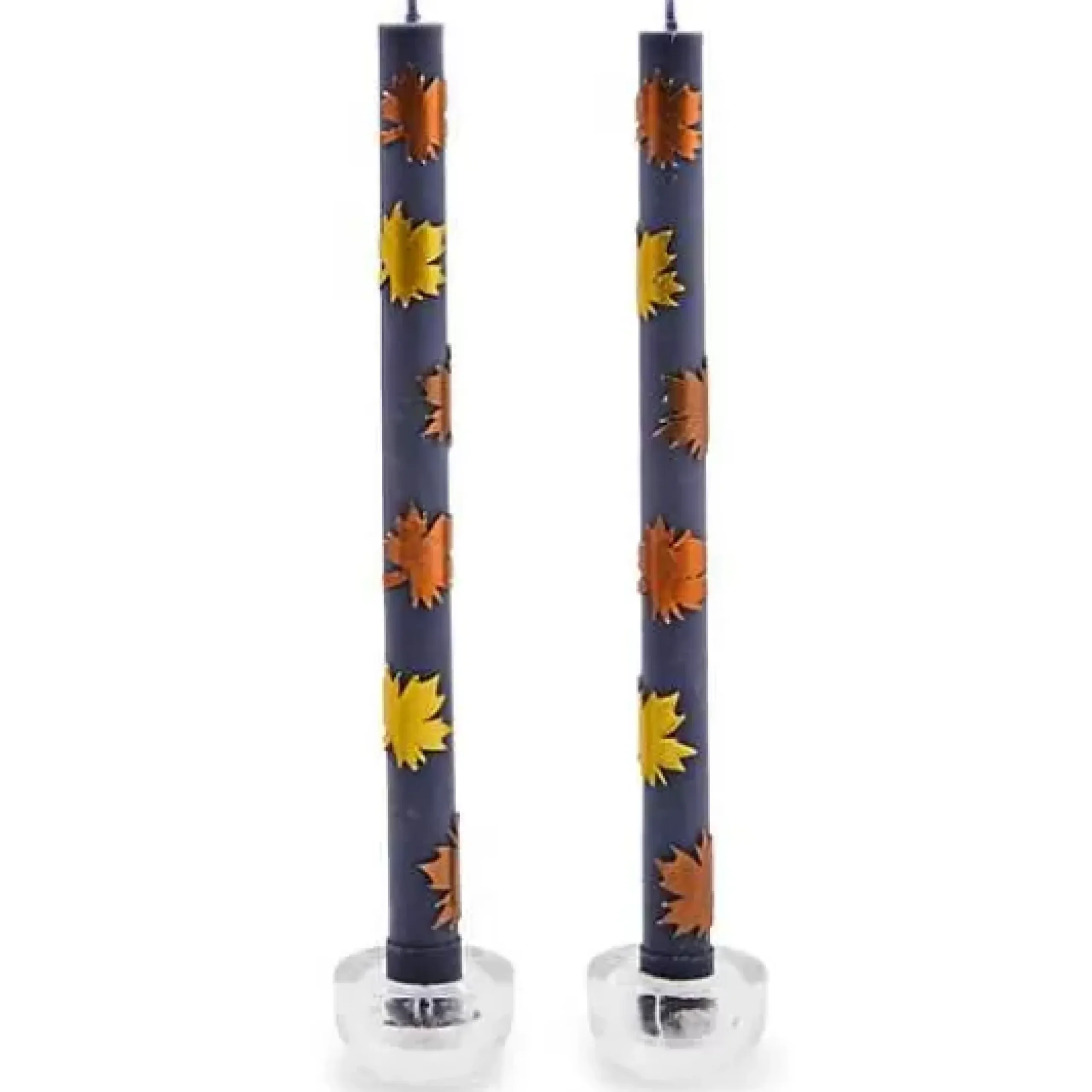 MacKenzie-Childs Maple Leaf Navy Dinner Candles, Set of 2< The Fall Shop|Candles & Fragrances