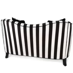 MacKenzie-Childs Marquee Black Stripe Chenille Loveseat< Living Room