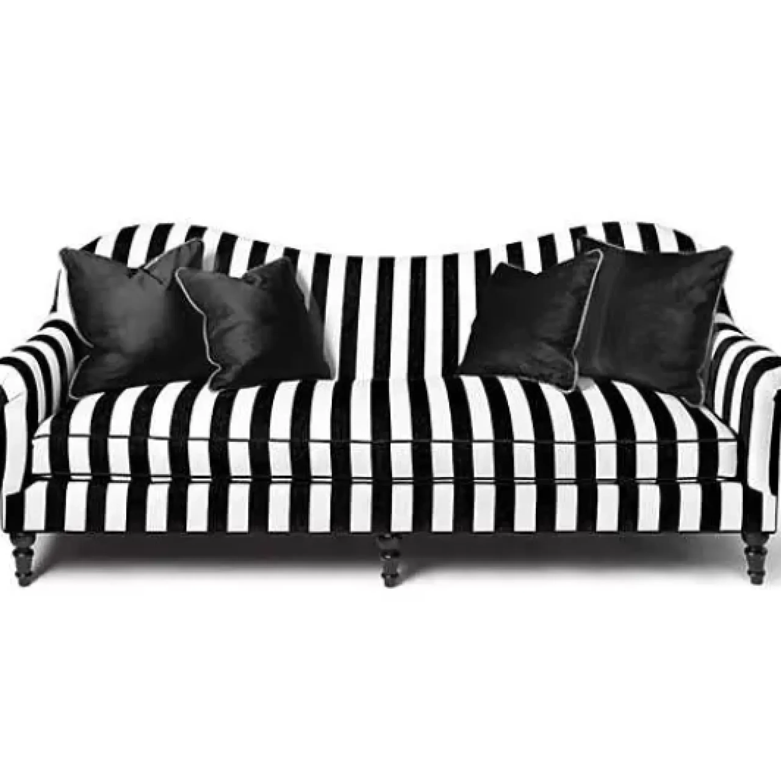 MacKenzie-Childs Marquee Black Stripe Chenille Sofa< Living Room