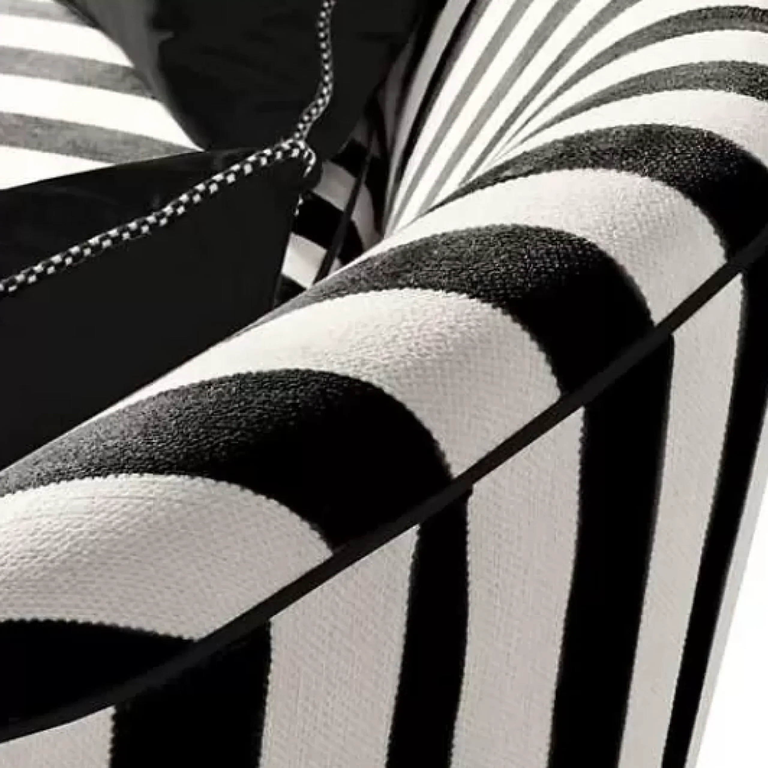 MacKenzie-Childs Marquee Black Stripe Chenille Sofa< Living Room