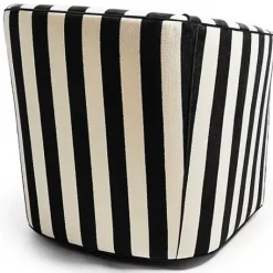 MacKenzie-Childs Marquee Black Stripe Chenille Swivel Chair< Living Room