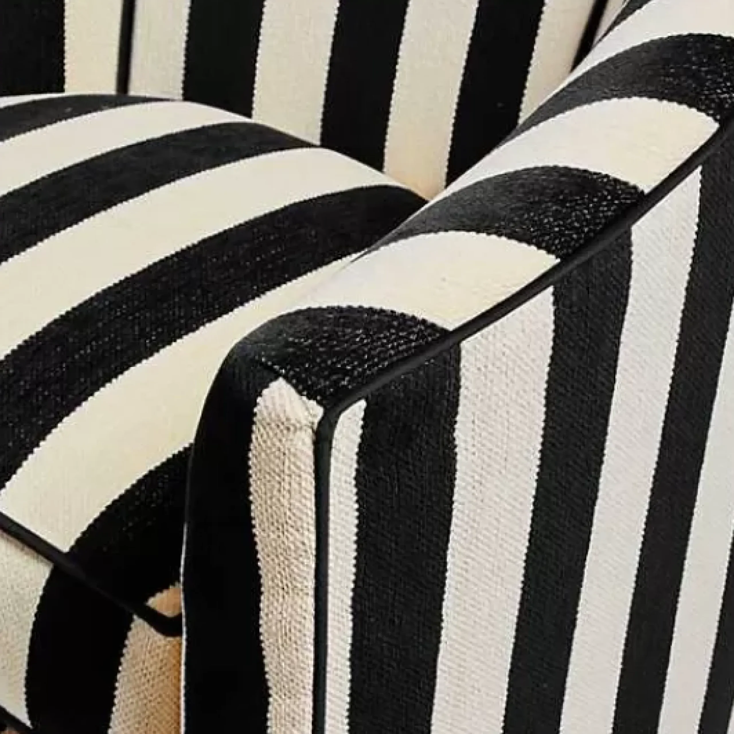 MacKenzie-Childs Marquee Black Stripe Chenille Swivel Chair< Living Room