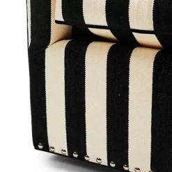 MacKenzie-Childs Marquee Black Stripe Chenille Swivel Chair< Living Room