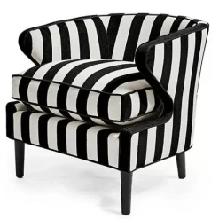 MacKenzie-Childs Marquee Black Stripe Chenille Accent Chair< Living Room