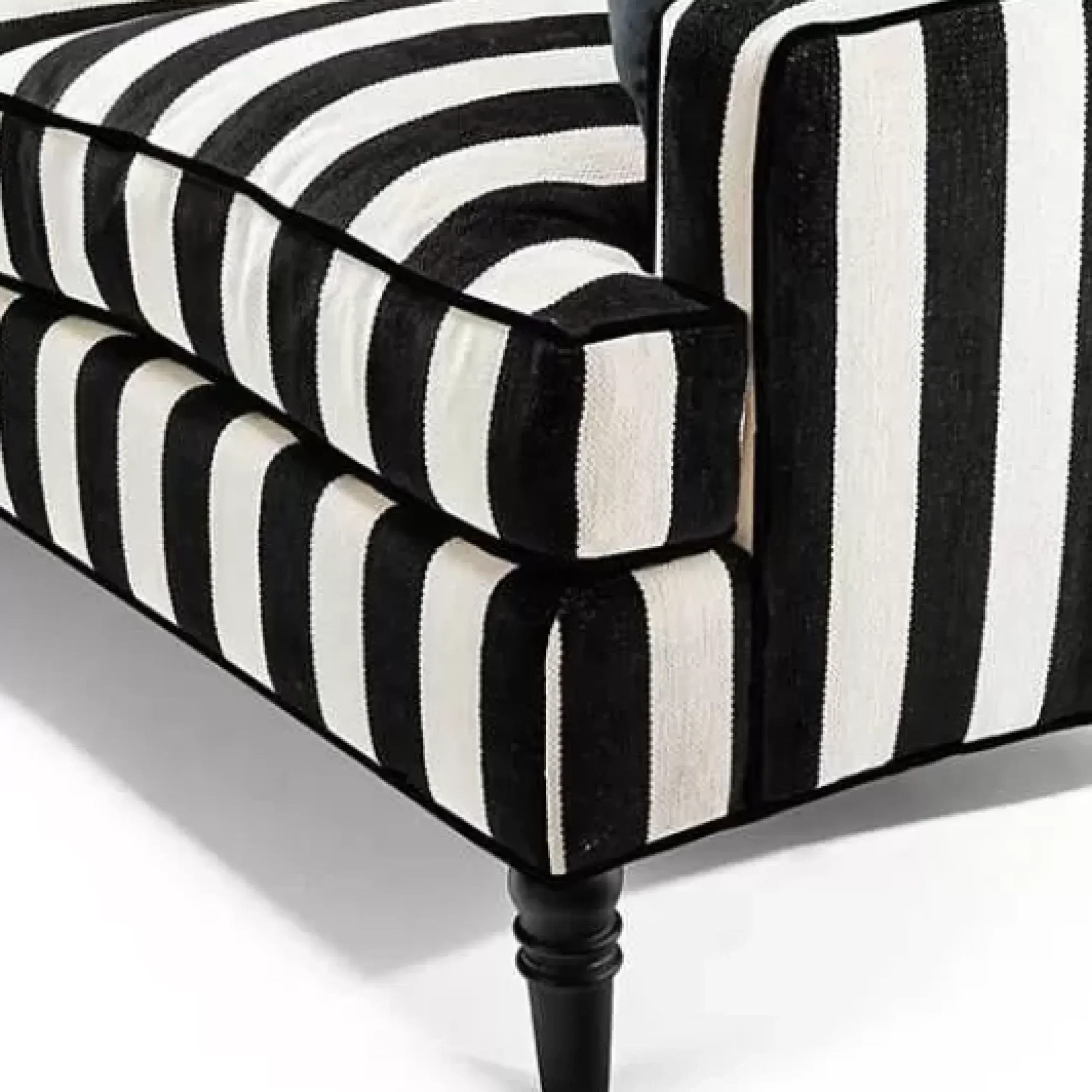 MacKenzie-Childs Marquee Black Stripe 2-Piece Left Arm Chaise Sectional< Living Room