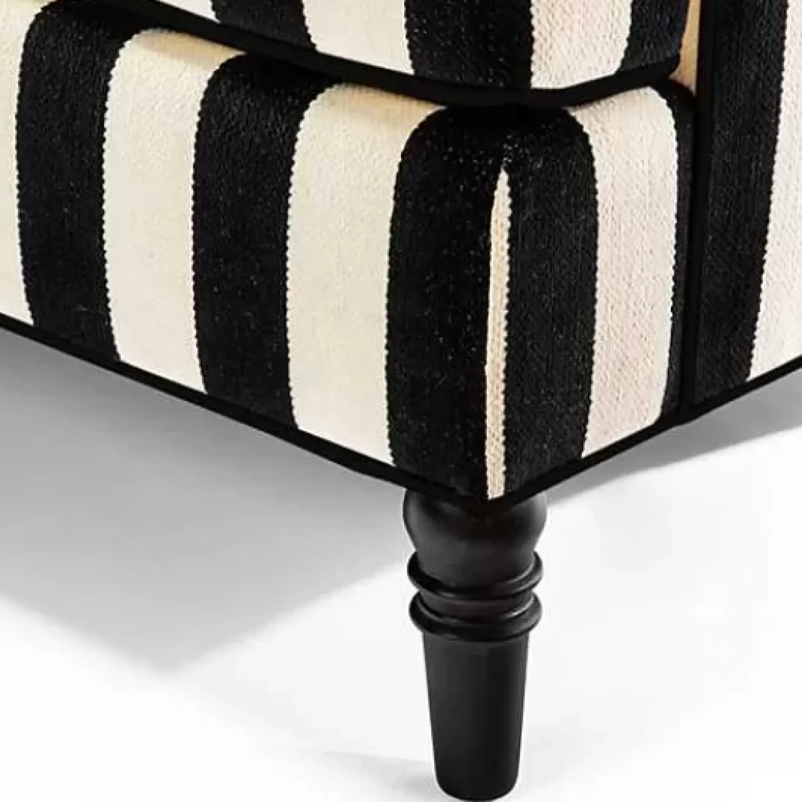 MacKenzie-Childs Marquee Black Stripe 2-Piece Left Arm Chaise Sectional< Living Room