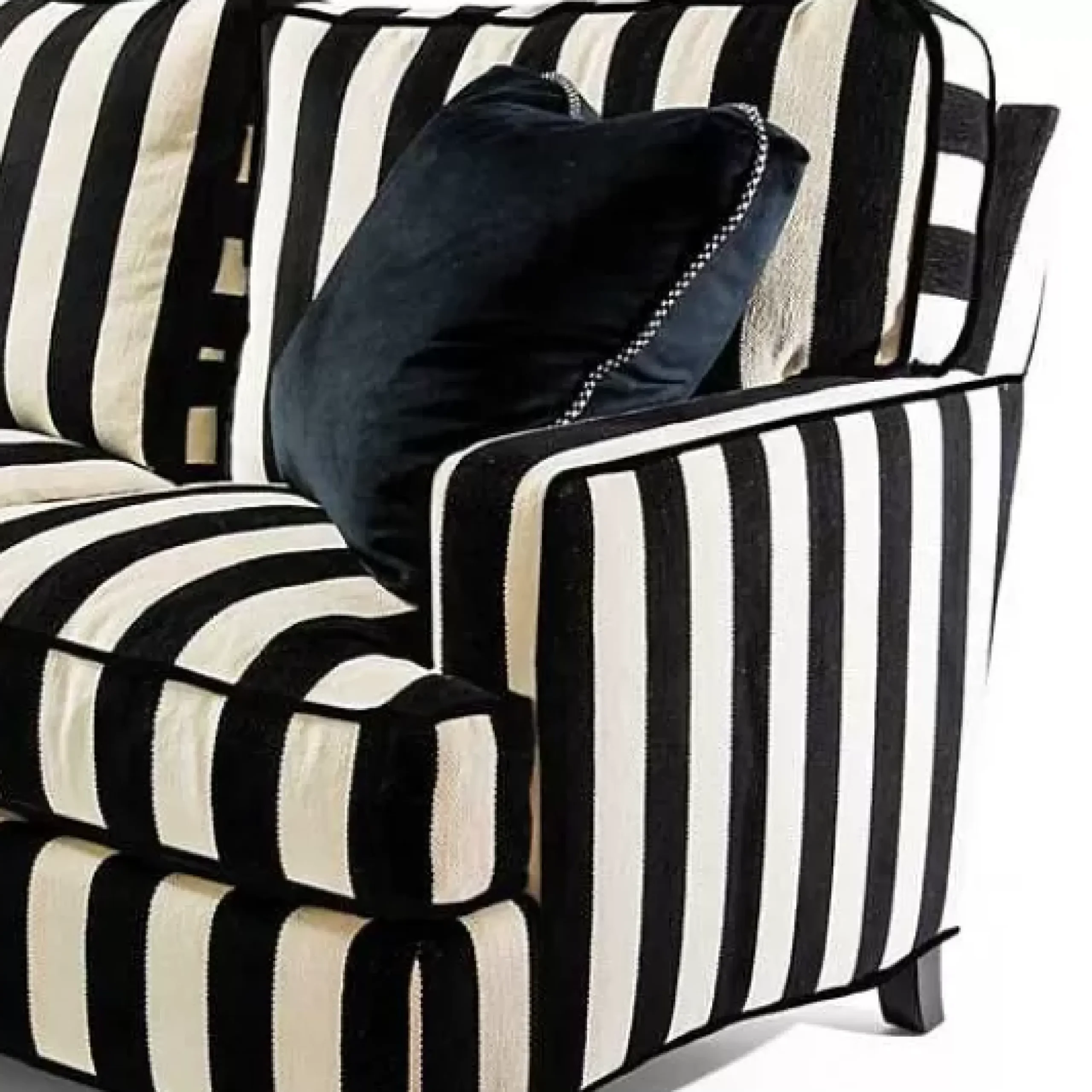 MacKenzie-Childs Marquee Black Stripe 2-Piece Right Arm Chaise Sectional< Living Room