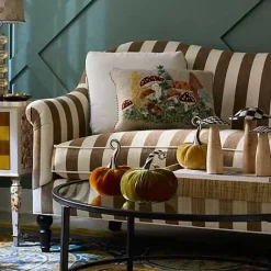 MacKenzie-Childs Marquee Brown Stripe Chenille Loveseat< Living Room
