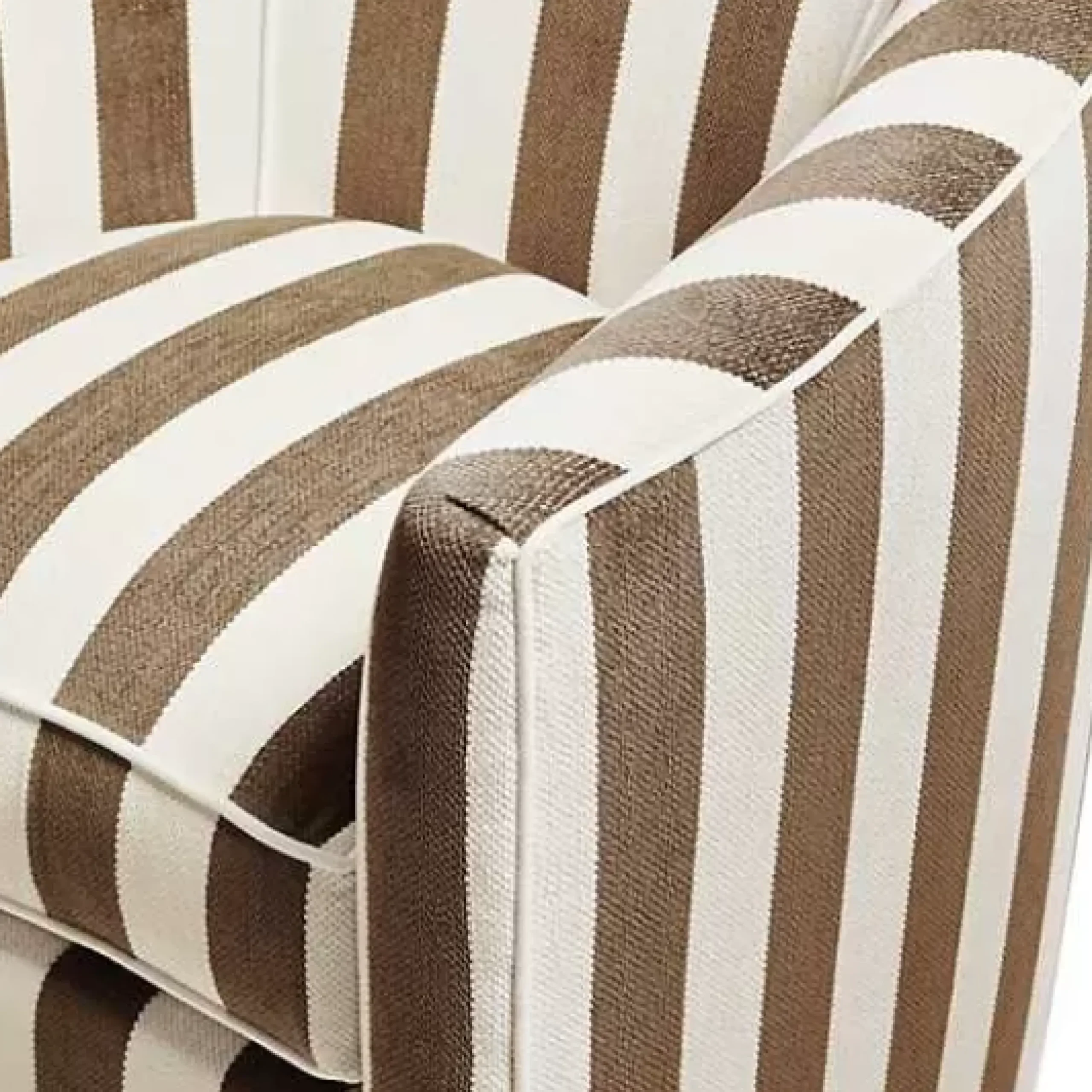 MacKenzie-Childs Marquee Brown Stripe Chenille Swivel Chair< Living Room
