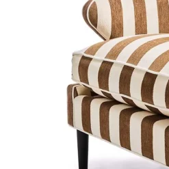MacKenzie-Childs Marquee Brown Stripe Chenille Accent Chair< Living Room