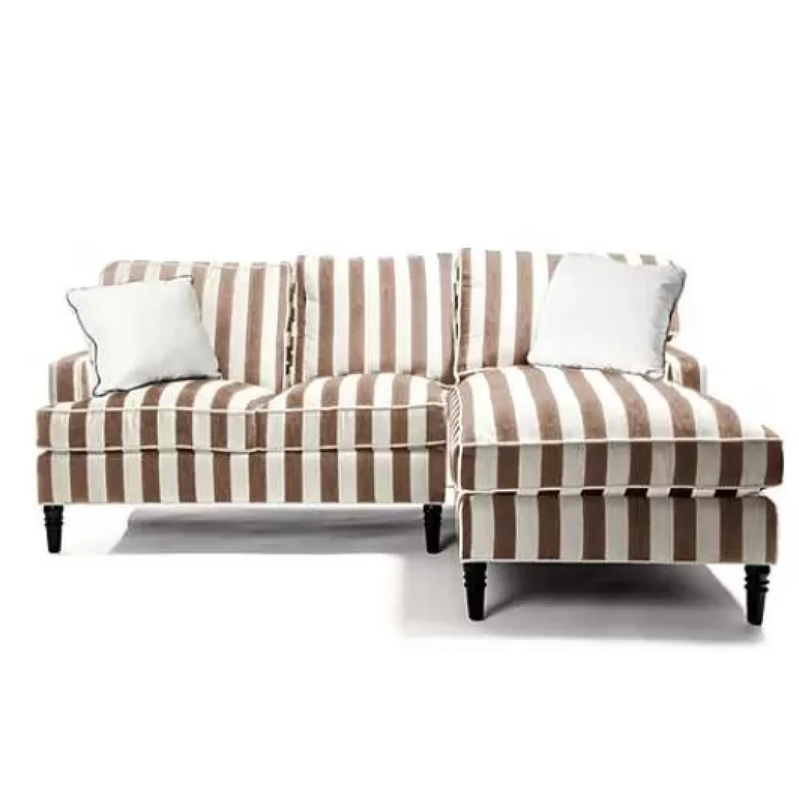 MacKenzie-Childs Marquee Brown Stripe 2-Piece Right Arm Chaise Sectional< Living Room