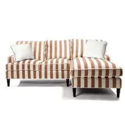 MacKenzie-Childs Marquee Brown Stripe 2-Piece Right Arm Chaise Sectional< Living Room
