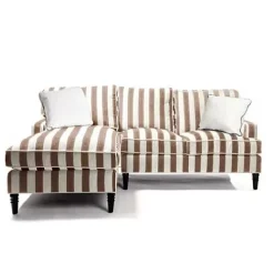 MacKenzie-Childs Marquee Brown Stripe 2-Piece Left Arm Chaise Sectional< Living Room