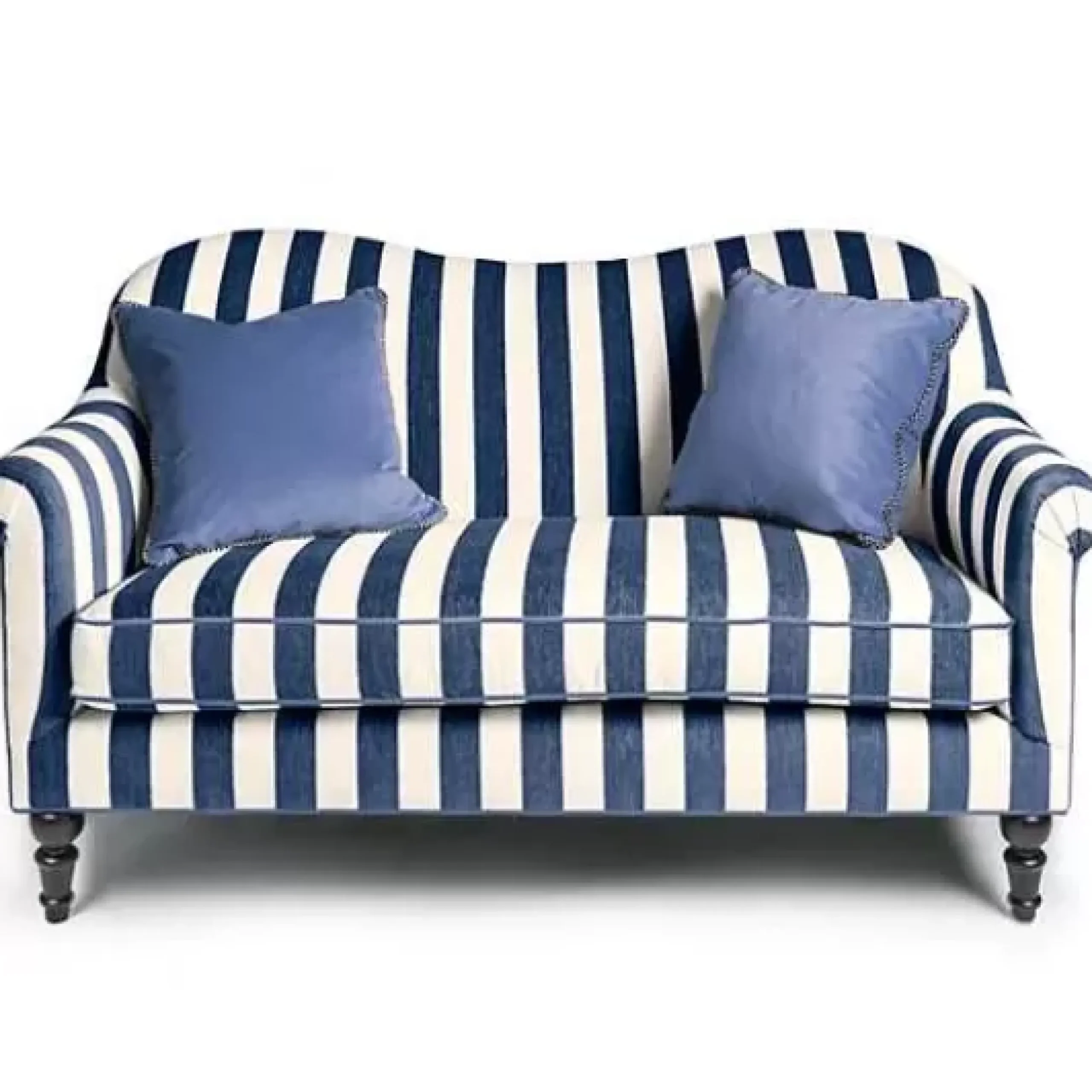 MacKenzie-Childs Marquee Navy Stripe Chenille Loveseat< Living Room