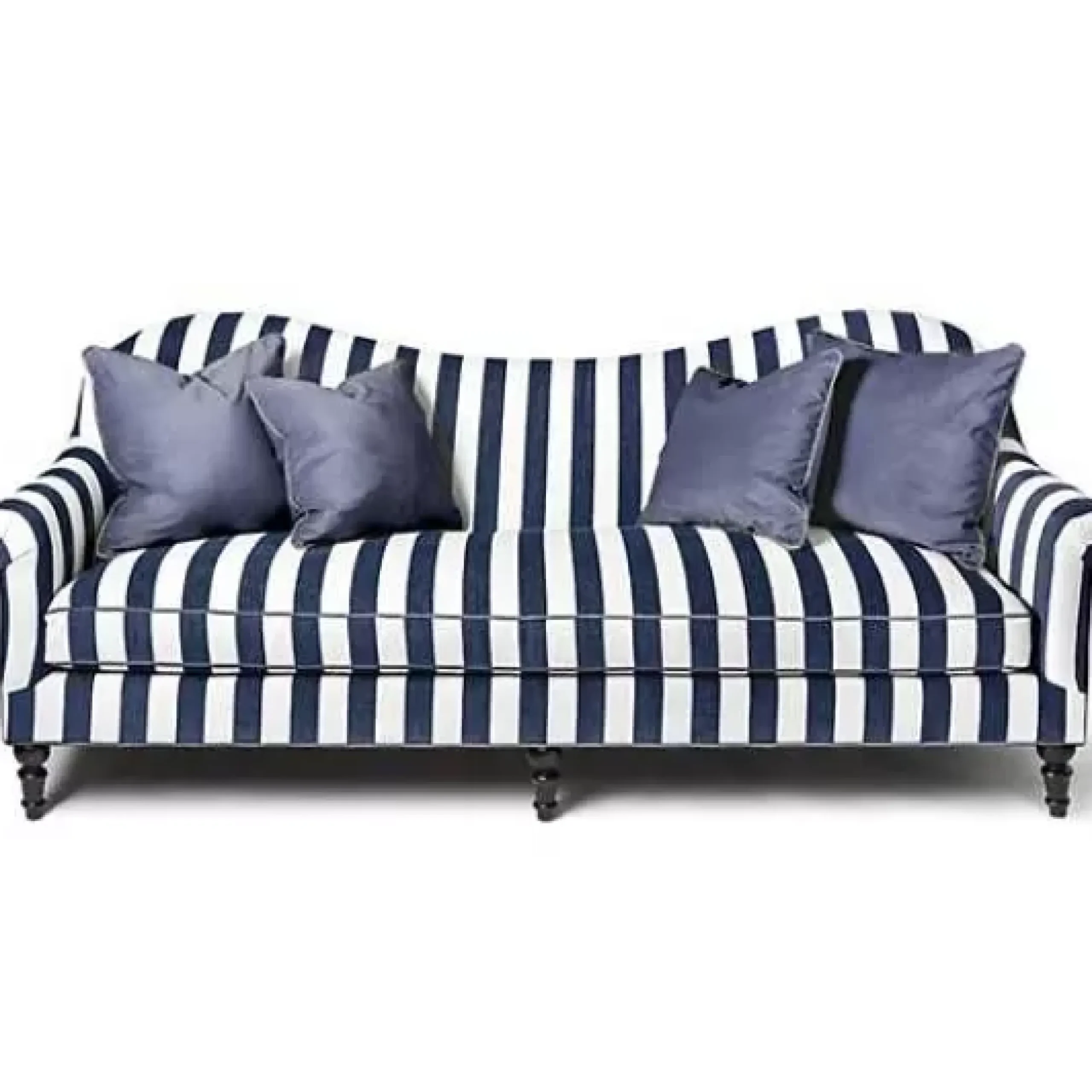 MacKenzie-Childs Marquee Navy Stripe Chenille Sofa< Living Room
