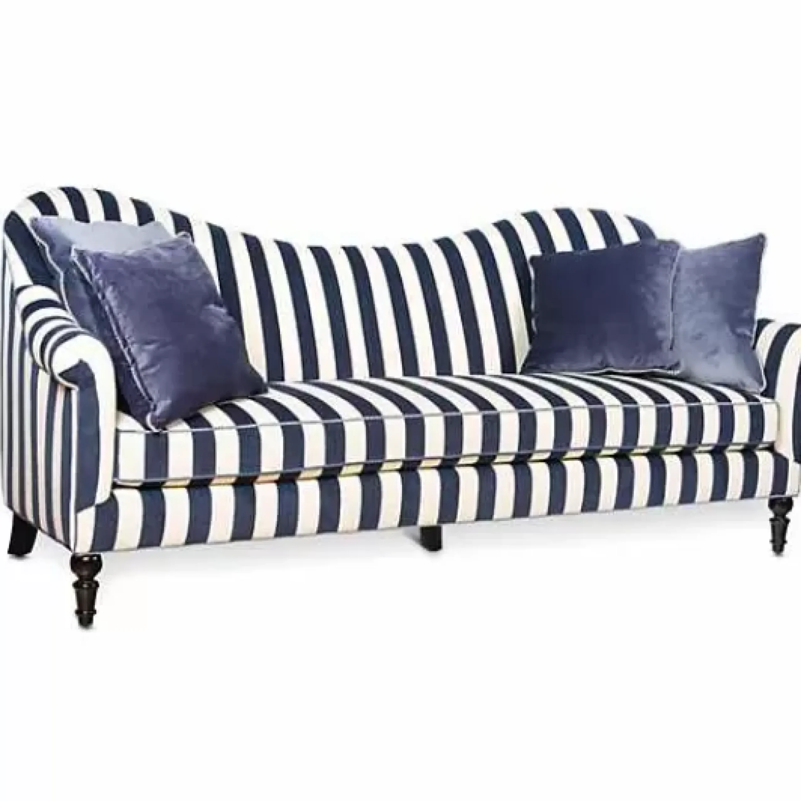MacKenzie-Childs Marquee Navy Stripe Chenille Sofa< Living Room