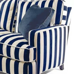 MacKenzie-Childs Marquee Navy Stripe 2-Piece Right Arm Chaise Sectional< Living Room