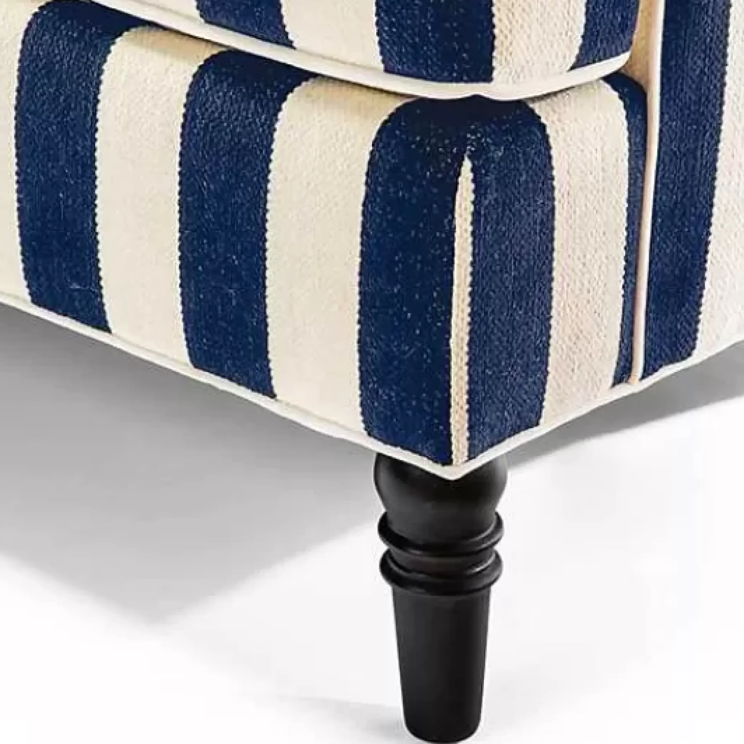 MacKenzie-Childs Marquee Navy Stripe 2-Piece Right Arm Chaise Sectional< Living Room