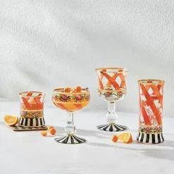 MacKenzie-Childs Maypole Apricot Coupe Glass< Fall Entertaining|Drinkware