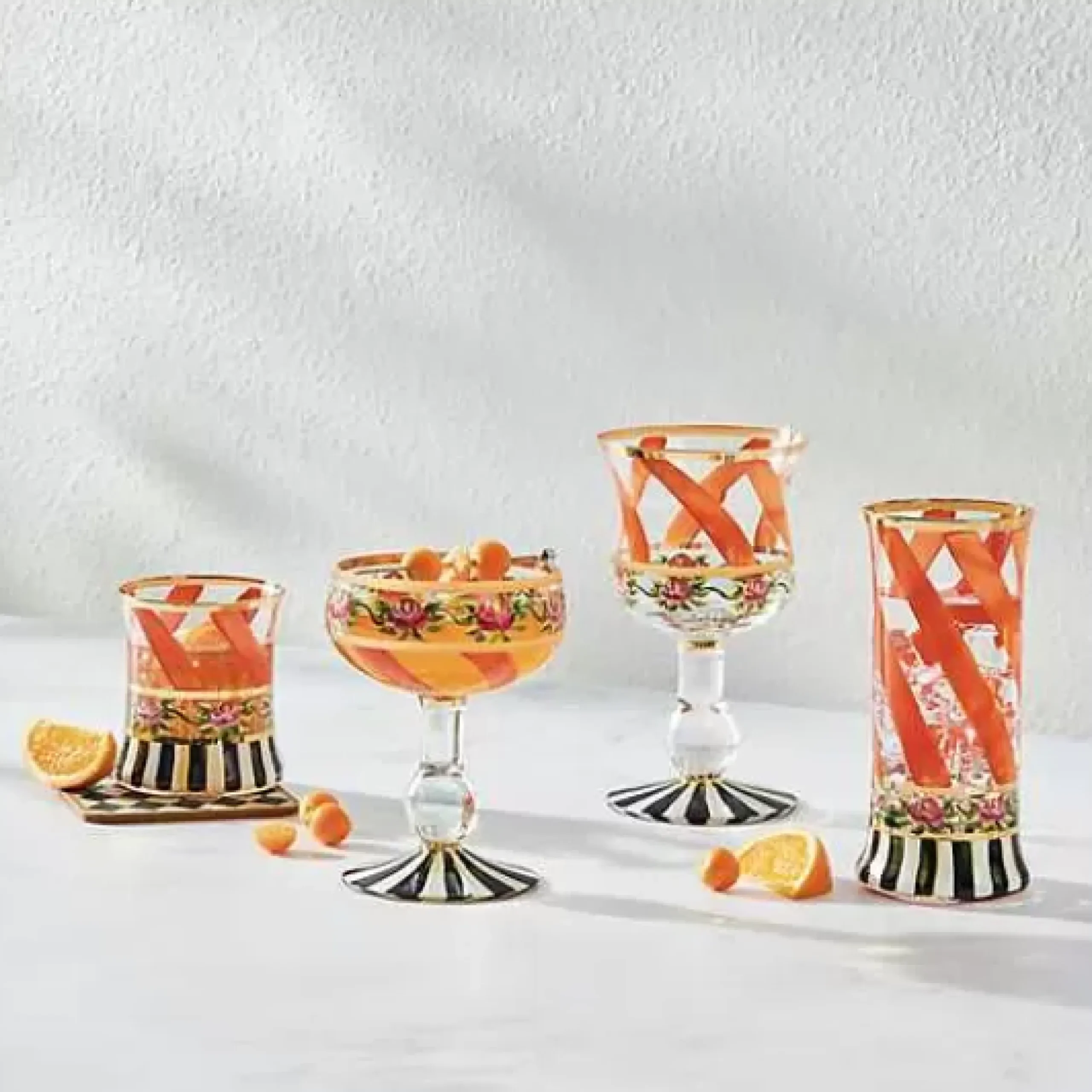 MacKenzie-Childs Maypole Apricot Coupe Glass< Fall Entertaining|Drinkware